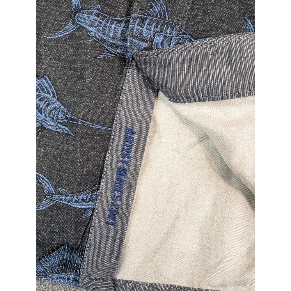 Tommy Bahama Shirt Men XL Blue Silk Marlin Bar Fish AOP Print Artist Series Camp - Picture 8 of 8